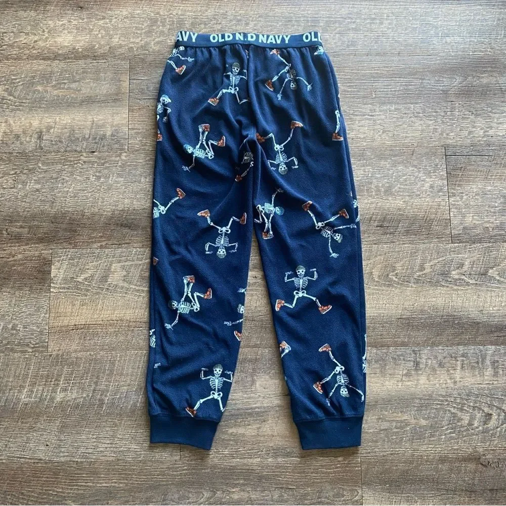 Old Navy Fleece Pajama Pants Navy Skeleton Medium Boys Casual